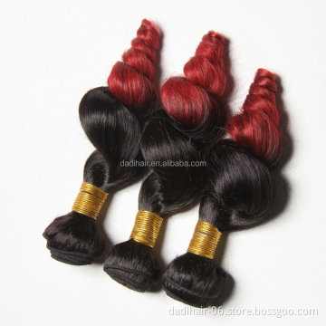 6A wholesale Brazilian human hair,Double drawn Soft ombre human hair extension,two tone color T1bbug loose wave